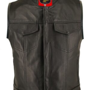 Men's Horsehide Stand Up Collar Denim Style Vest
