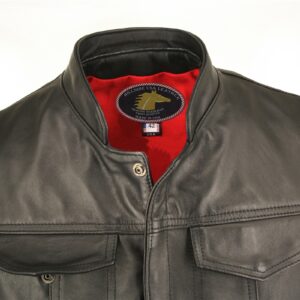 Men's Horsehide Stand Up Collar Denim Style Vest