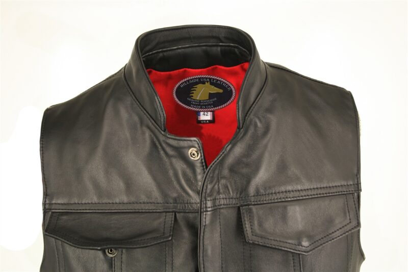 Men's Horsehide Stand Up Collar Denim Style Vest